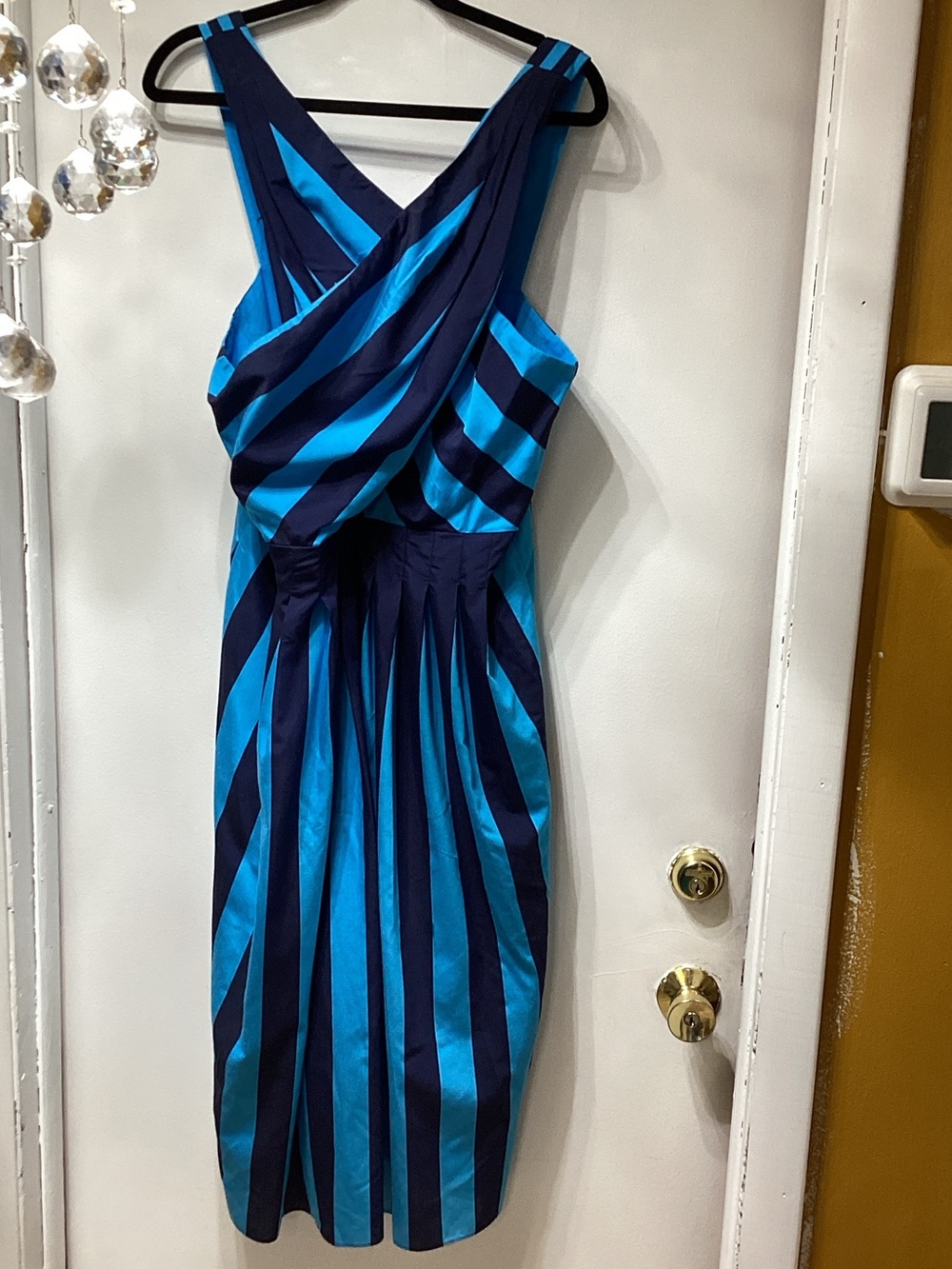 Trina Turk Blue and Navy Striped Midi Dress